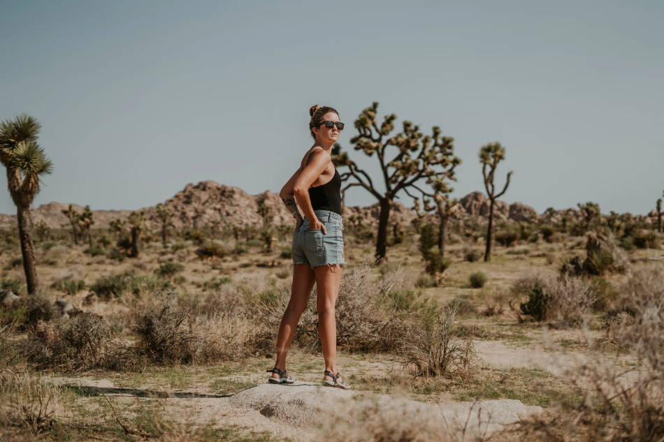 woman hiking in the USA wearing trekking shoes