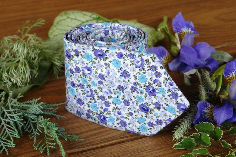 Blue and purple floral tie