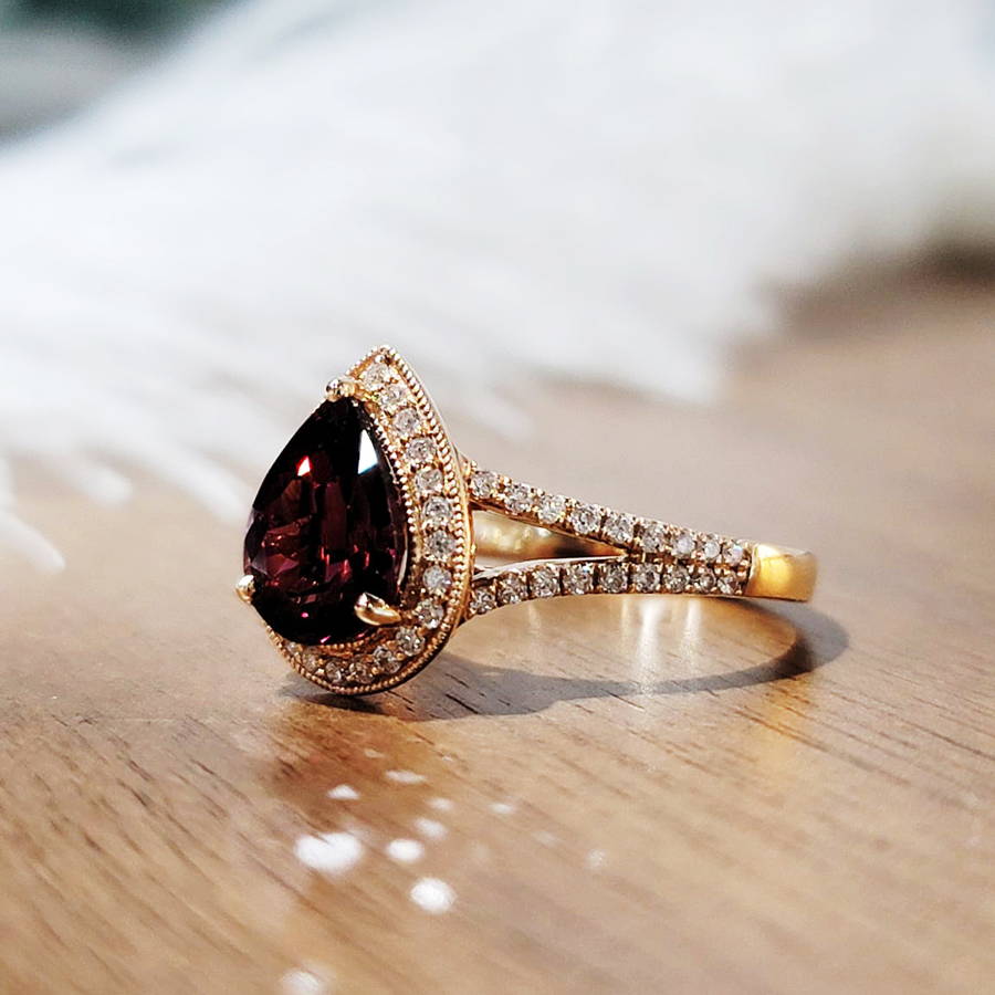 Pyrope Garnet Pear-Shaped Ring WILLS JEWELLERY