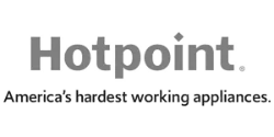 Hotpoint america's hardest working appliances black and white logo