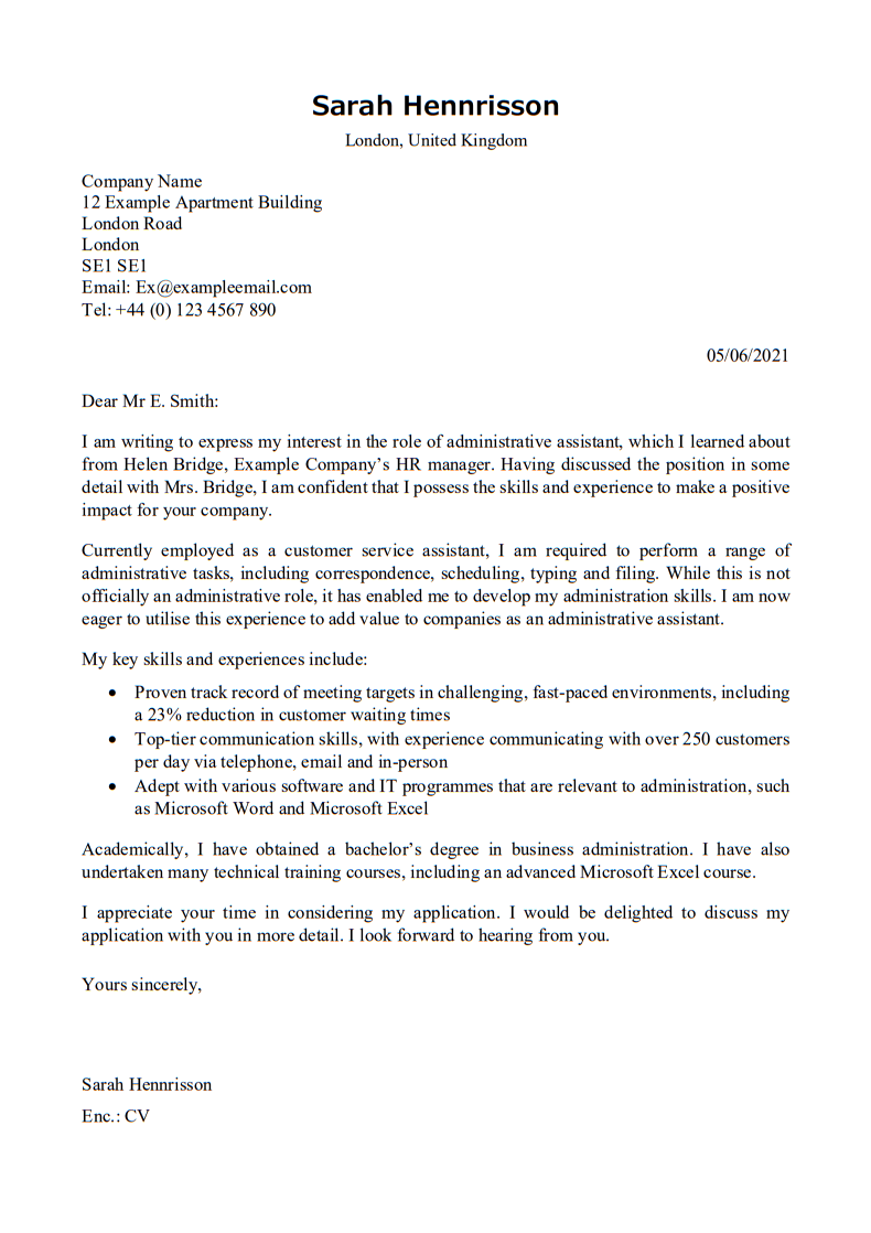 office assistant cover letter without experience