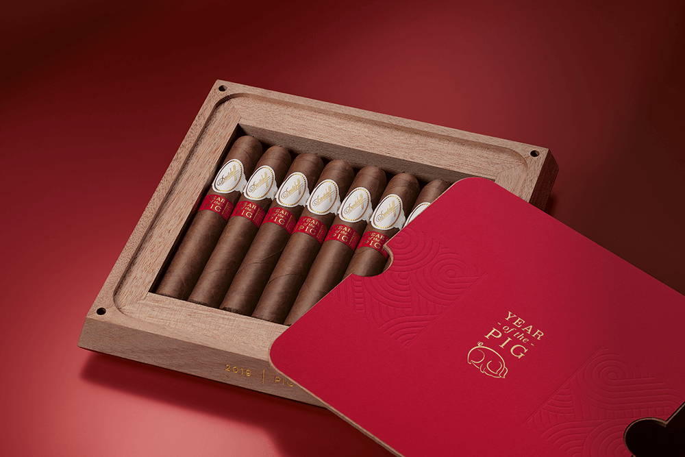 Opened tray of the Davidoff The Year of Collector’s Edition Pig cigars.