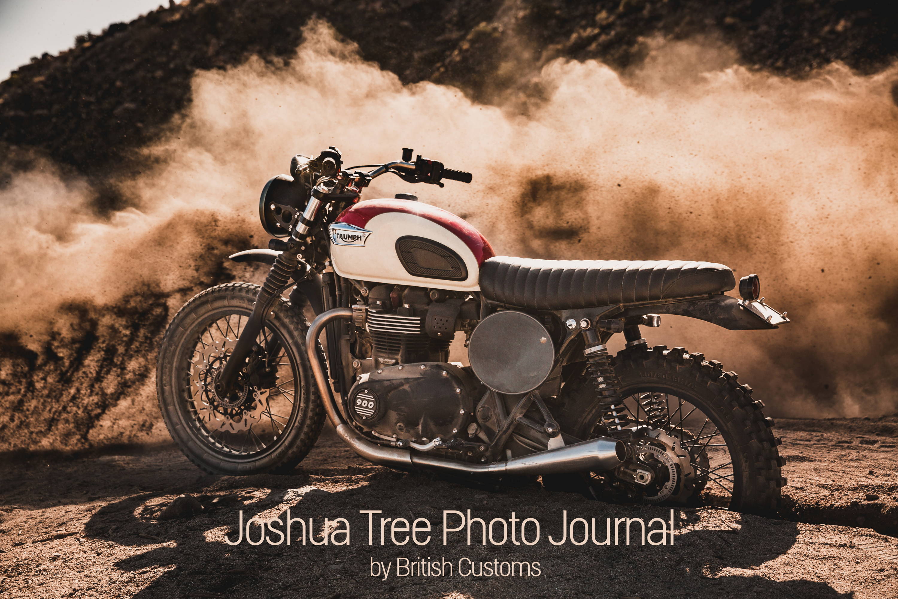 Triumph Street Twin buried in the Joshua Tree dirt