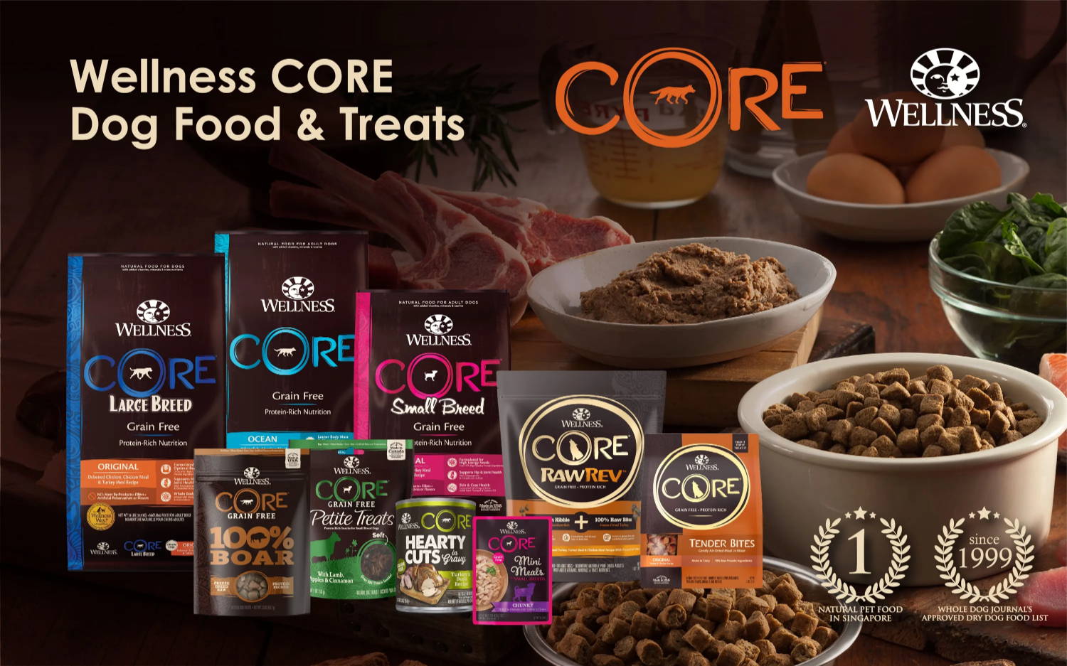 wellness core pet food and treats singapore branding banner for dogs pawpy kisses pet shop