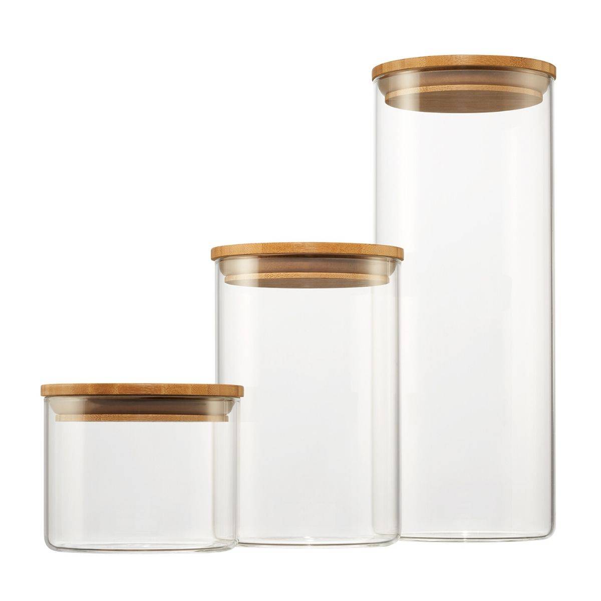 set of 3 large glass canisters