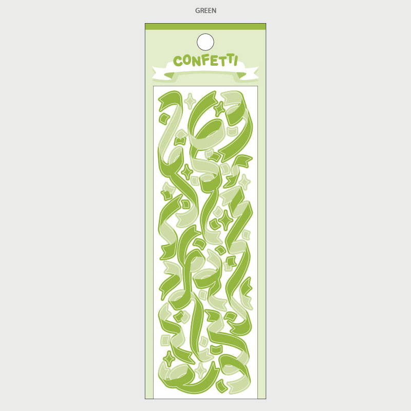 Green - Wanna This Confetti hologram pearl long sticker seal