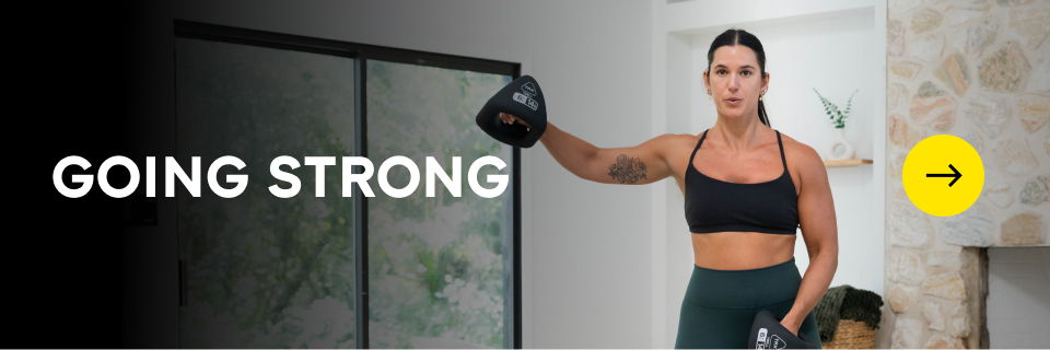 A person lifting a dumbbell with motivational text 