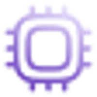 Purple gear icon with a square chip design in the center.