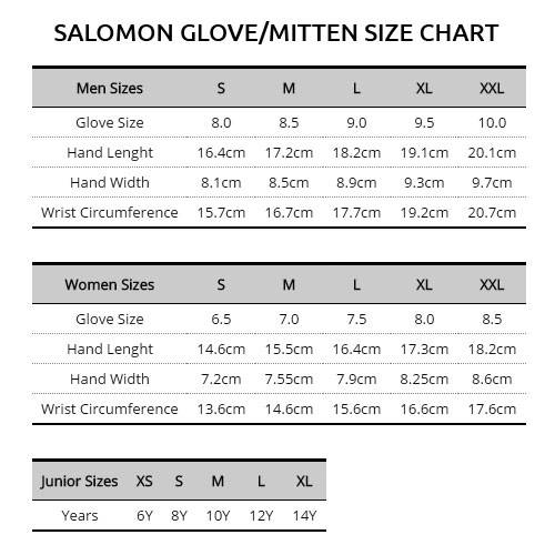 Rede session Fighter Salomon Gloves Size Chart