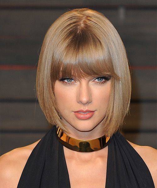 Taylor Swift with a blondey brown blunt bob