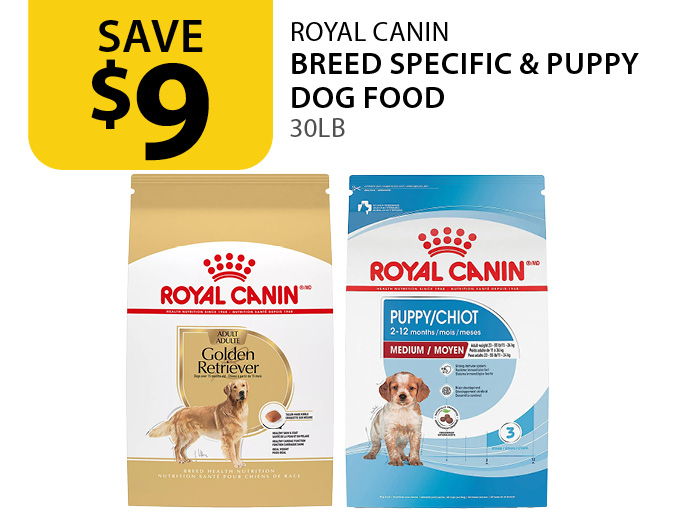$9 off Royal Canin Breed Specific & Puppy Dog Food 30lb