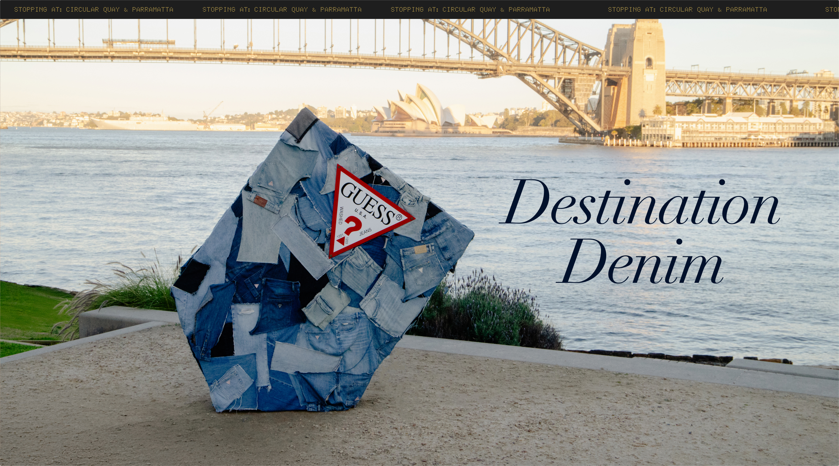 A GUESS denim themed display by Sydney Harbour.