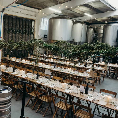 Small Beer brewery set up for a wedding