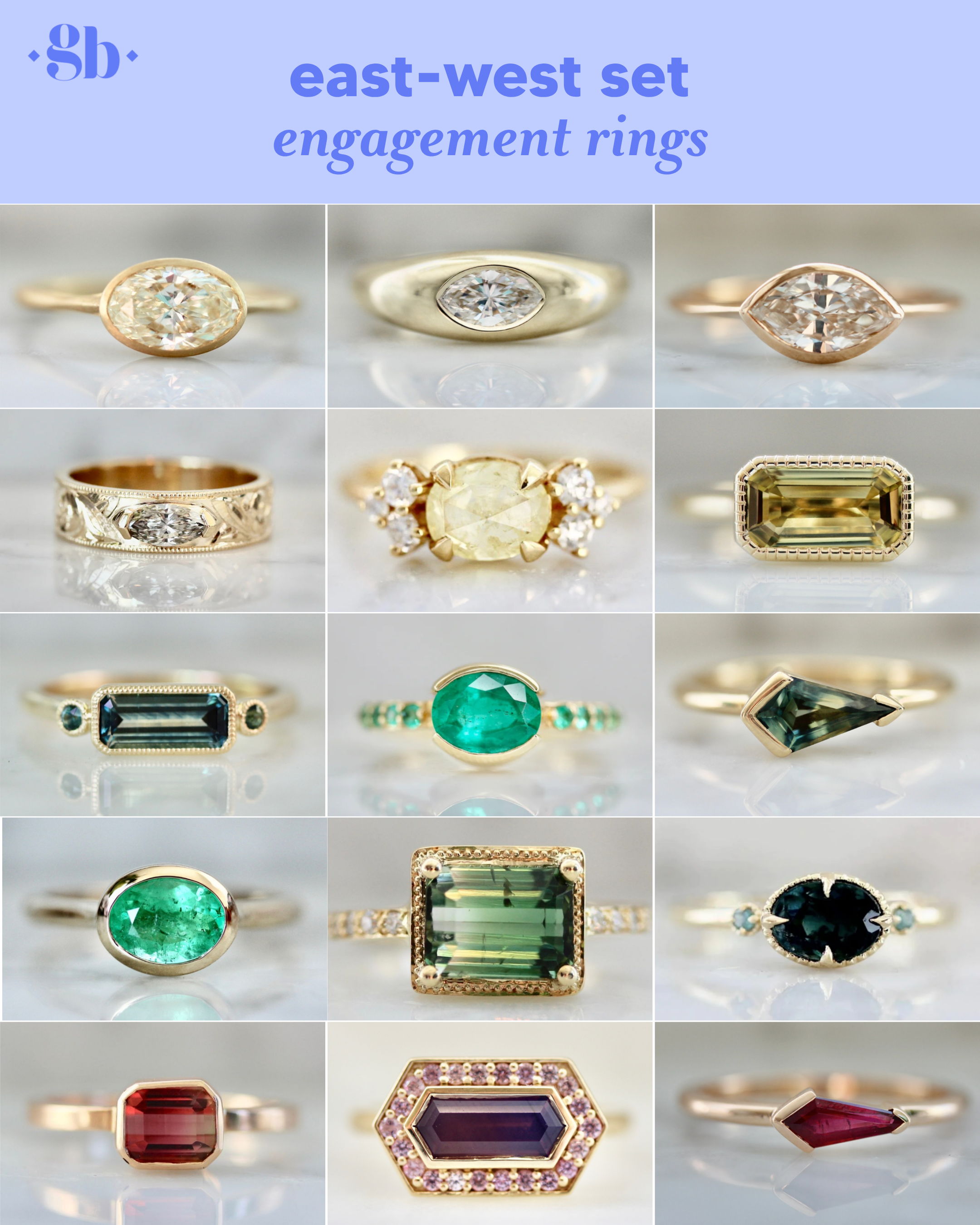East west engagement rings from Gem Breakfast