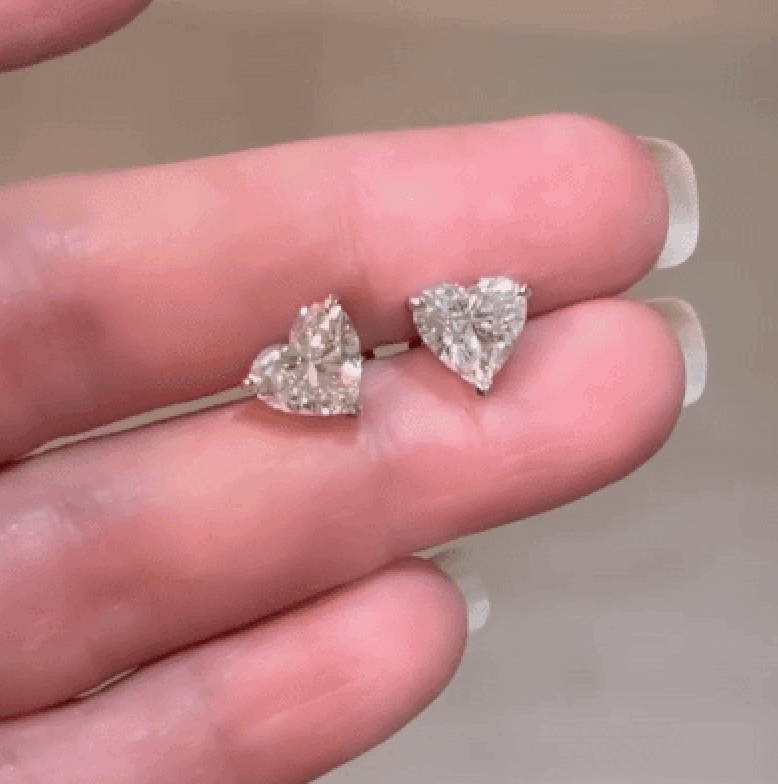 diamond heart stud earrings