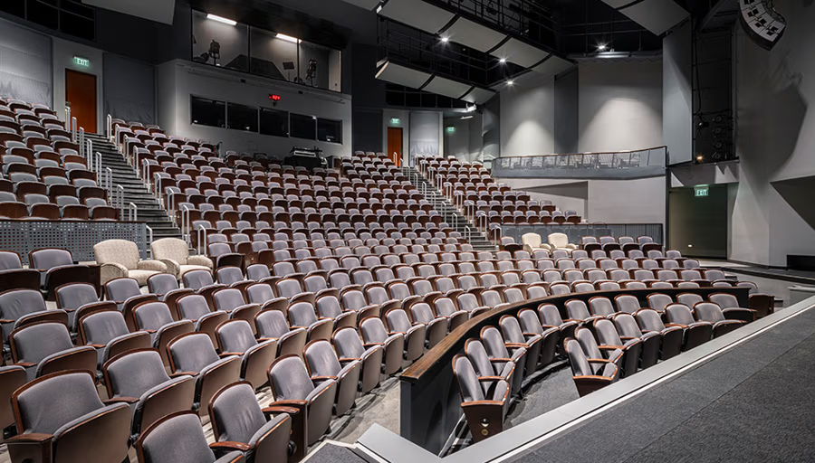 Gallo Center for Performing Arts Auditorium AV Interior of a modern auditorium with tiered seating.