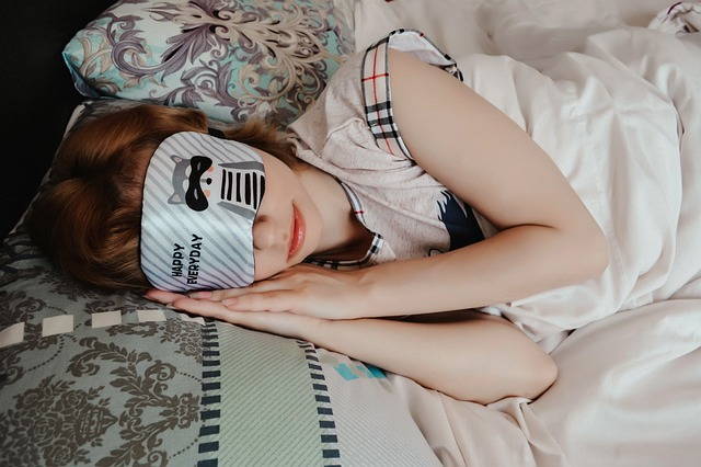 girl with sleep mask, dream, 