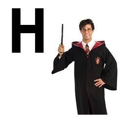 Image of man wearing Harry Potter costume. Shop all Letter H costumes. 
