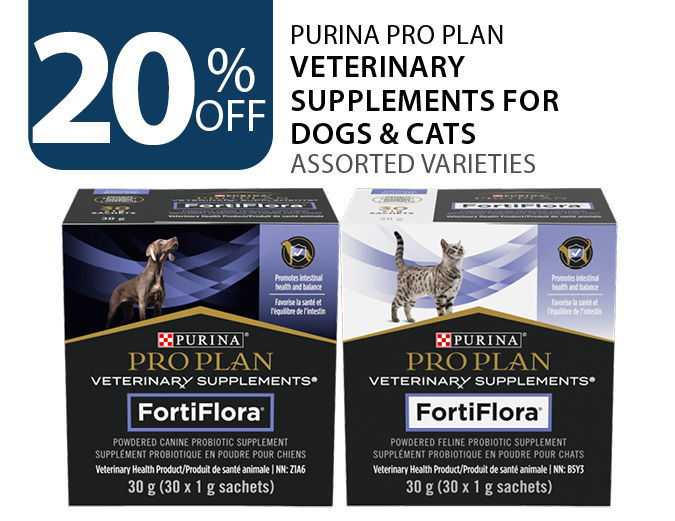 20% off Purina Pro Plan Veterinary Supplements for dogs and cats