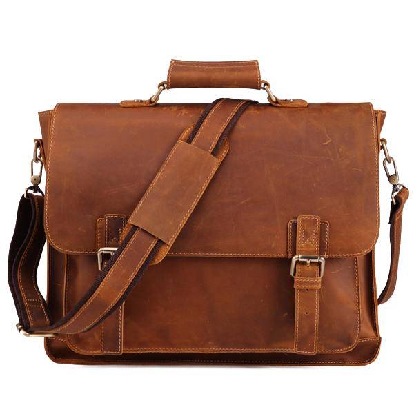 Men's Leather Messenger Bag for Laptop - Vintage Satchel Leather Bag ...
