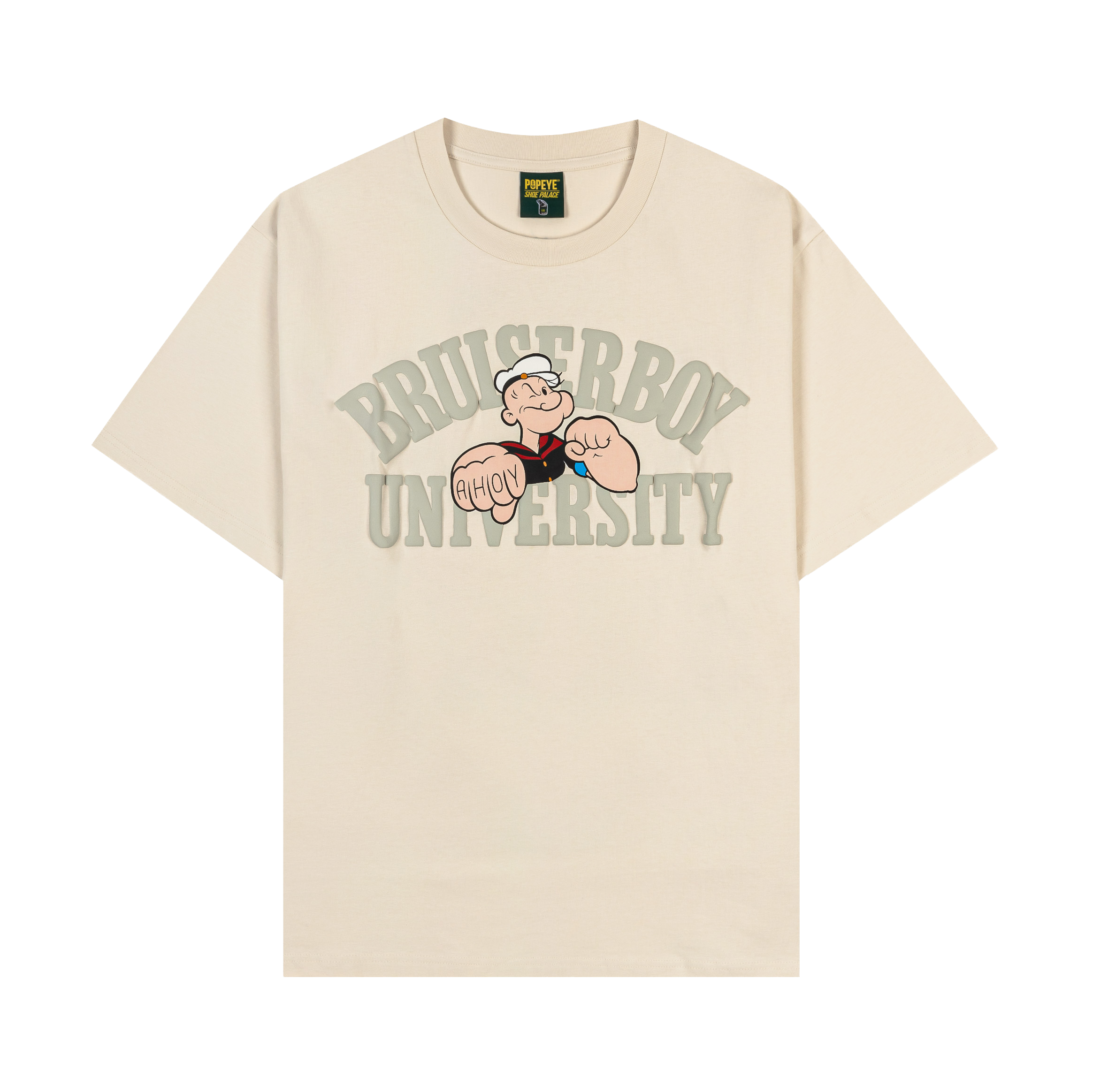 Beige t-shirt featuring 