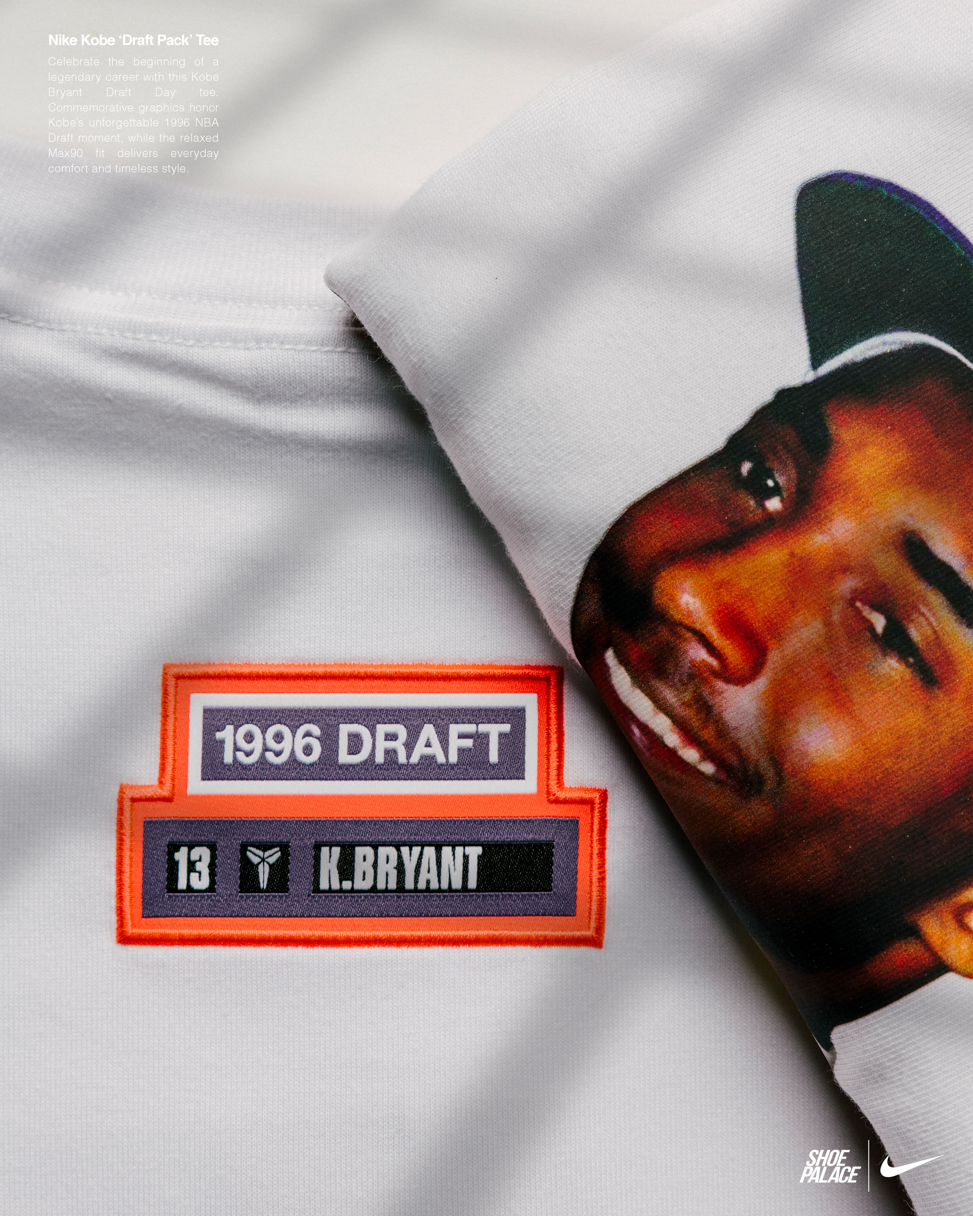 Kobe Bryant 1996 Draft jersey detail with his face and name.