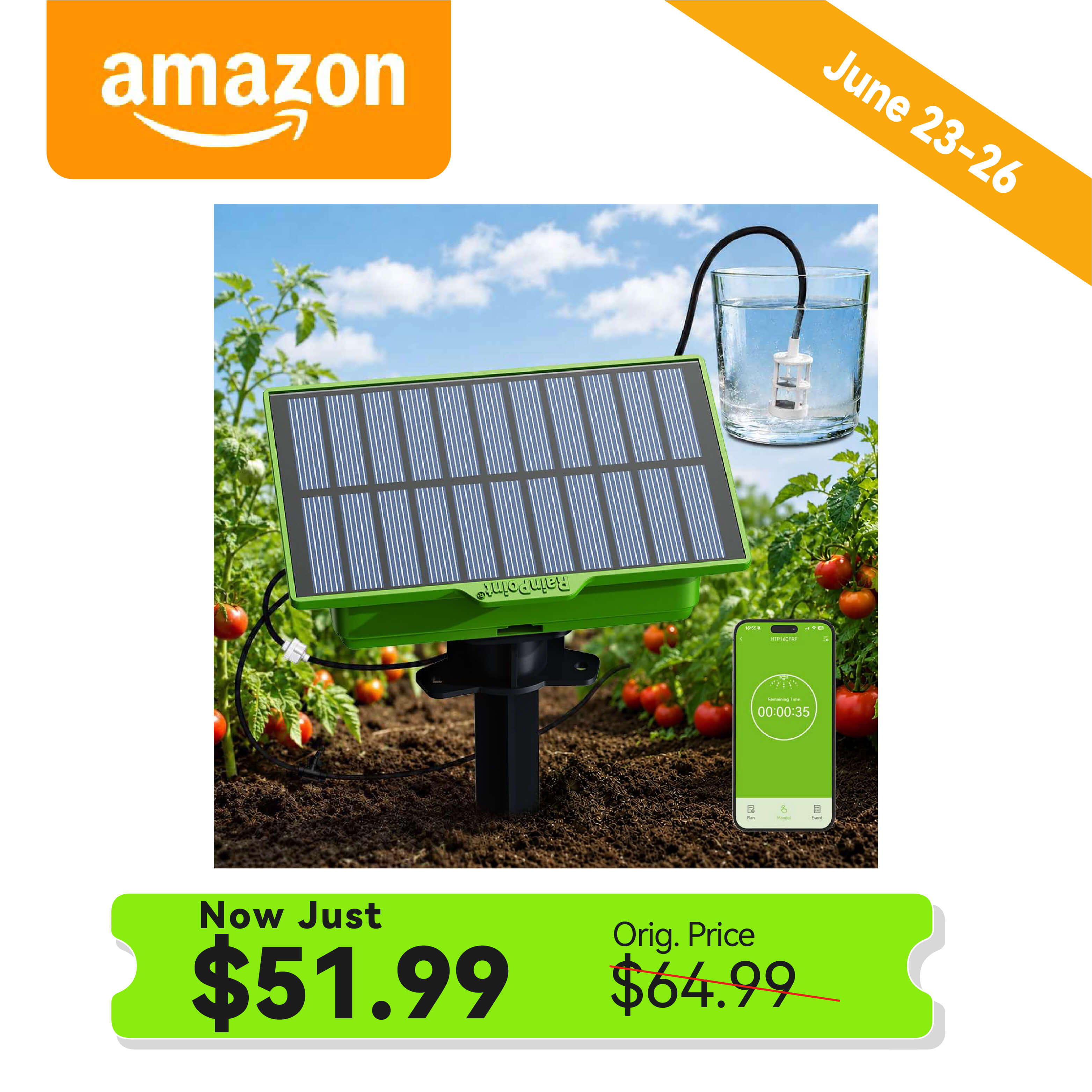 Solar panel product with price details and promotional dates.