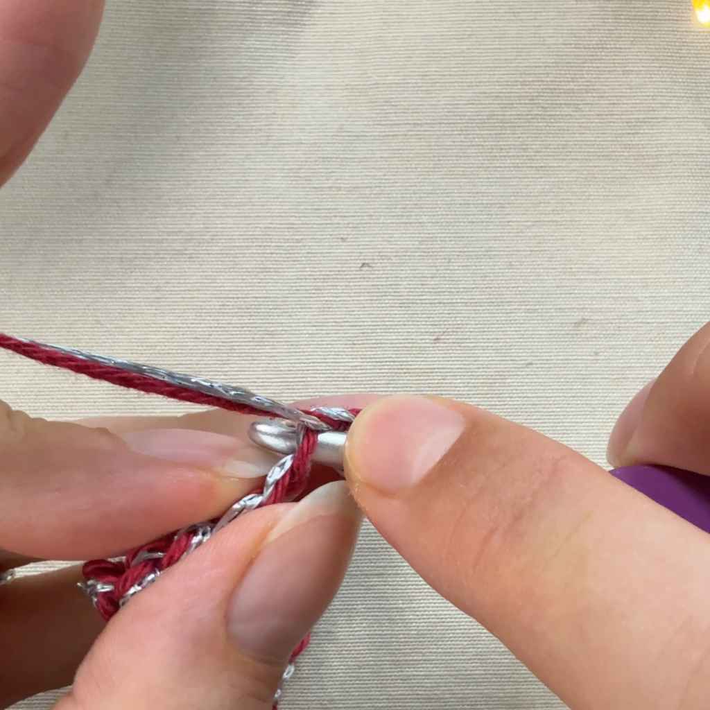 Noppenmasche häkeln Schritt 2.