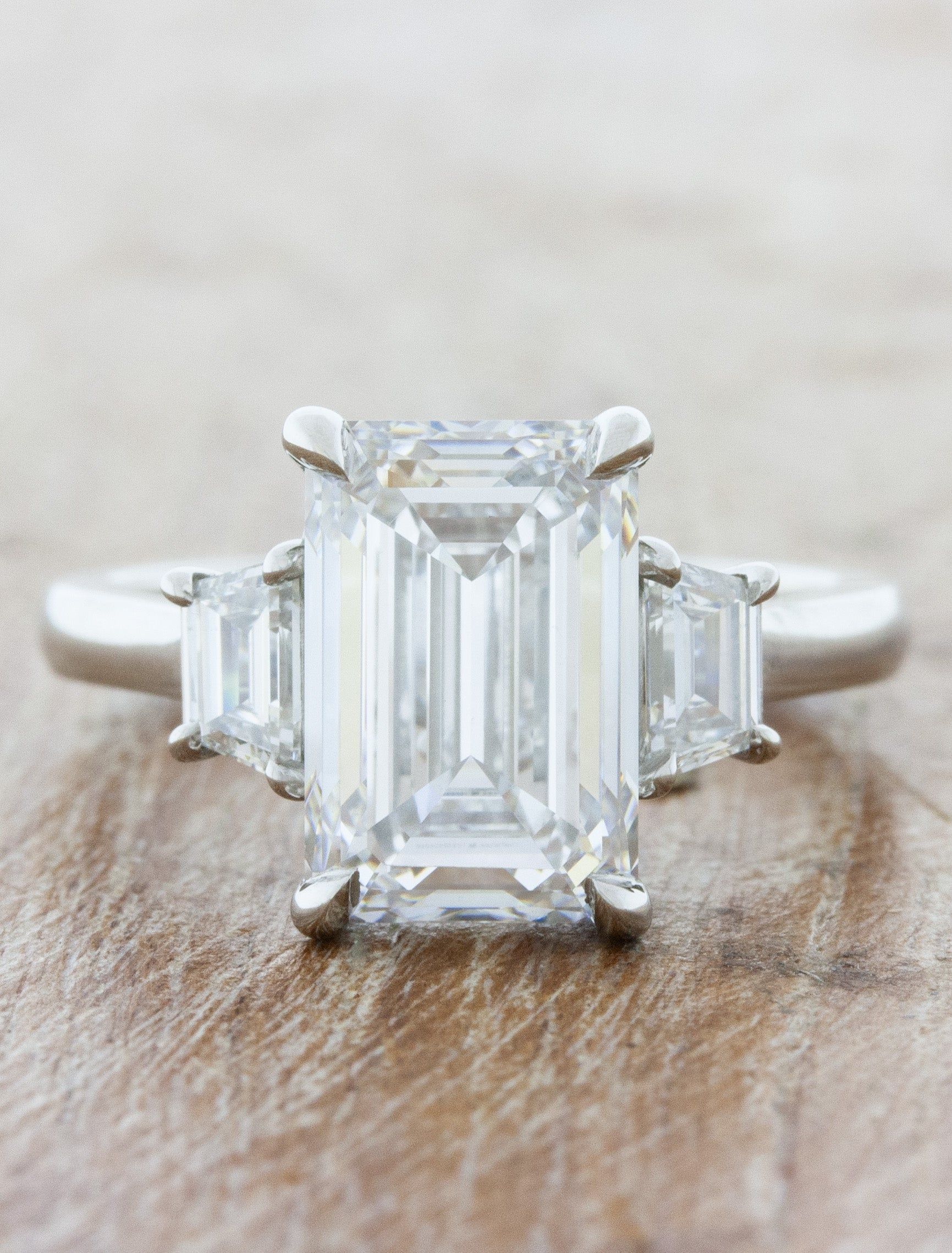 caption:Shown with 3.50ct emerald cut diamond in platinum