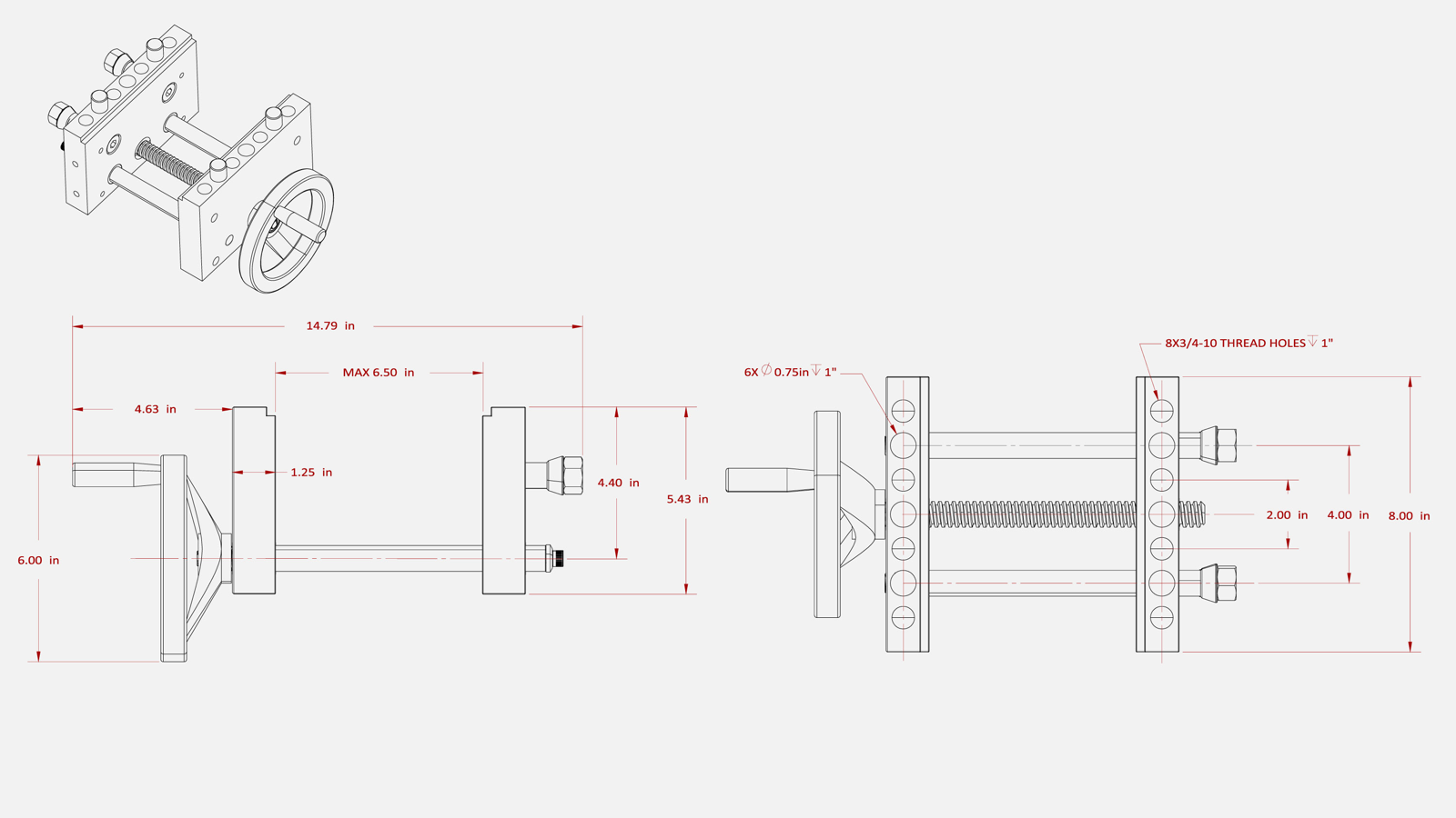 Size drawing of the Sidekick Vise FA75-SDV400
