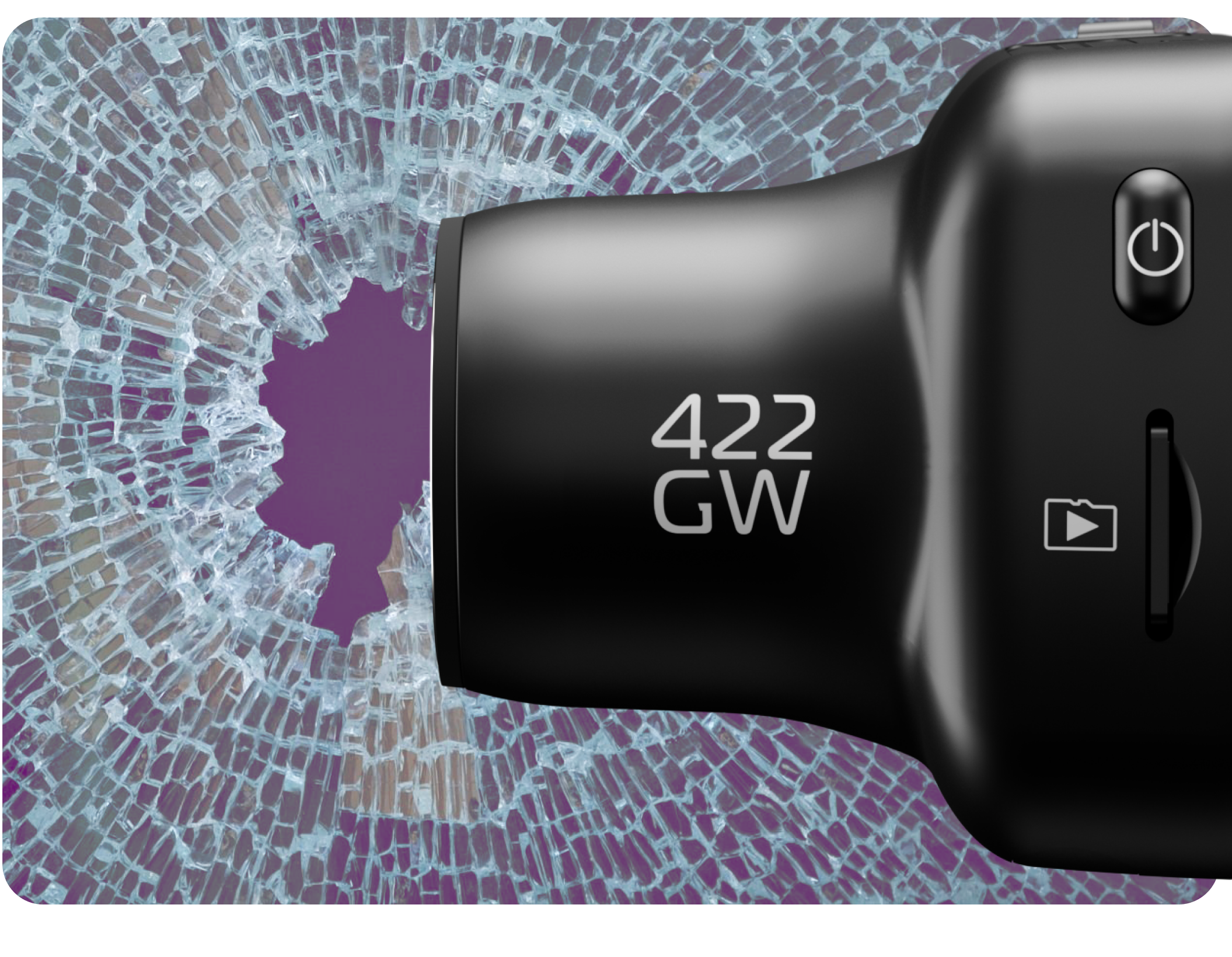 Nextbase 422GW Dash Cam and shattered glass