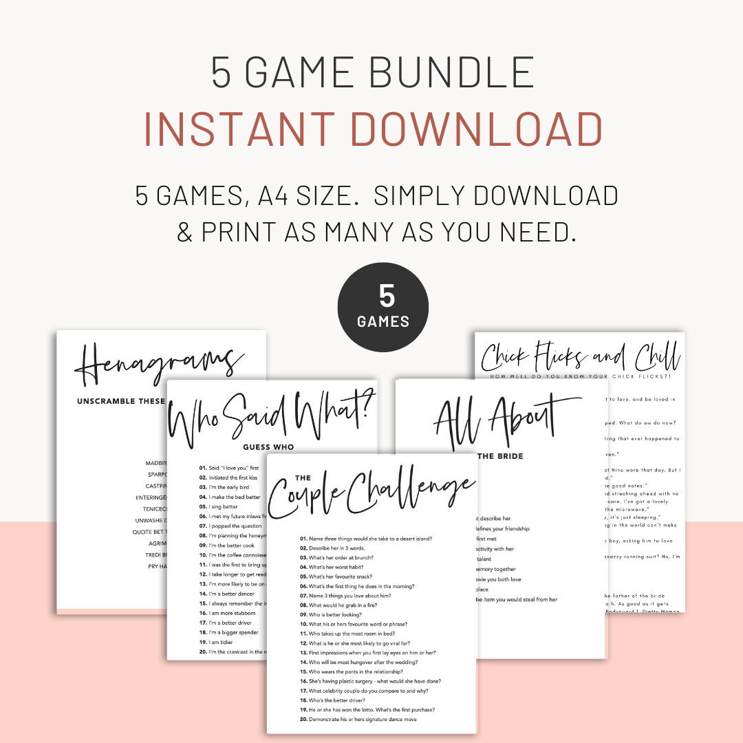 5 in 1 hen party game bundle