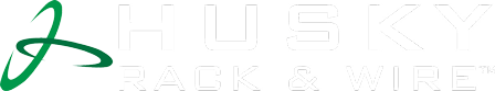 Logo of Husky Rack & Wire, featuring green and white text.