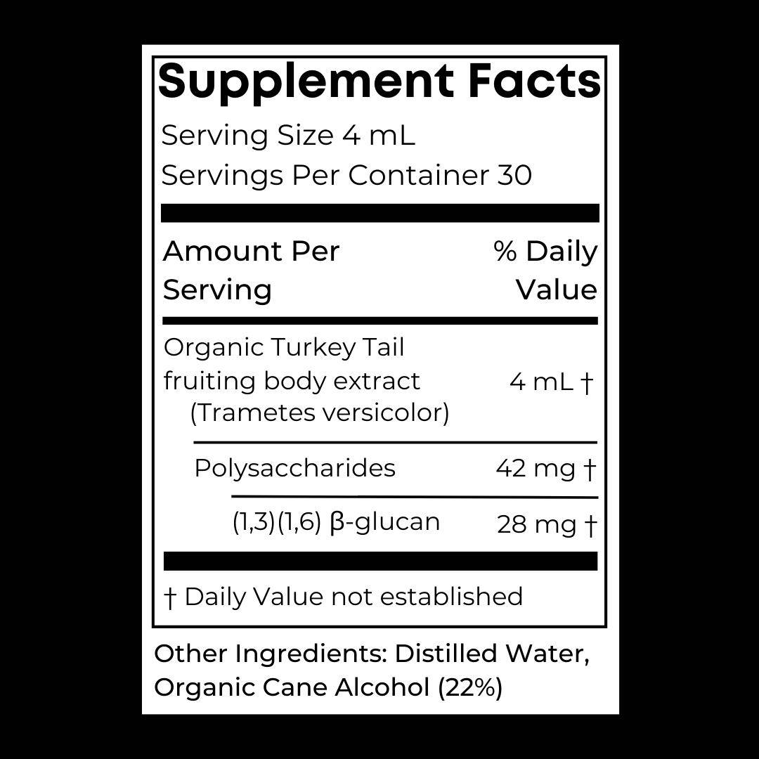 Birch Boys Turkey Tail Tincture Supplement Facts Beta Glucan Polysaccharides