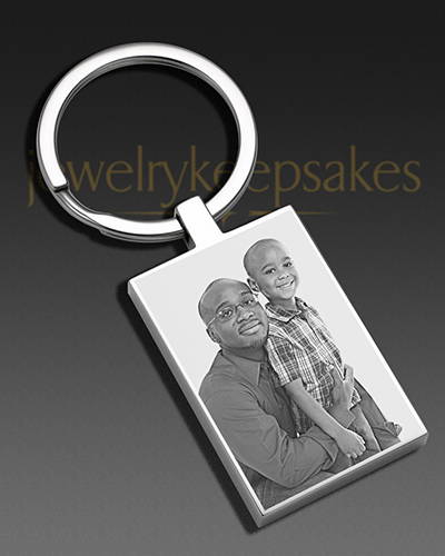 Photo Engraved Rectangle Stainless Keychain