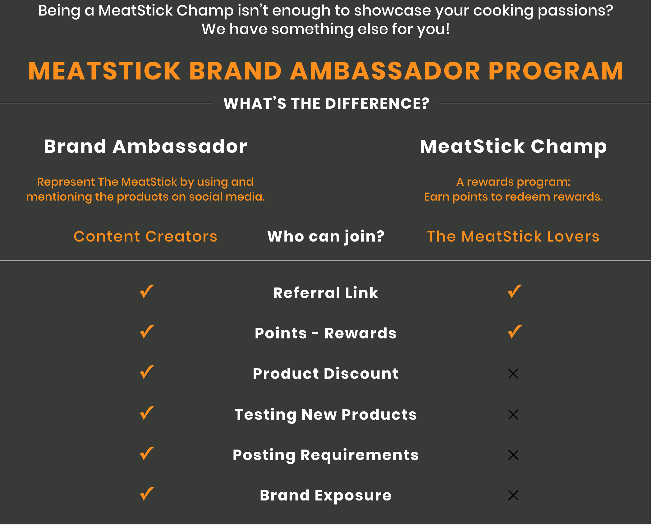 MeatStick Brand Ambassador vs. MeatStick Champ