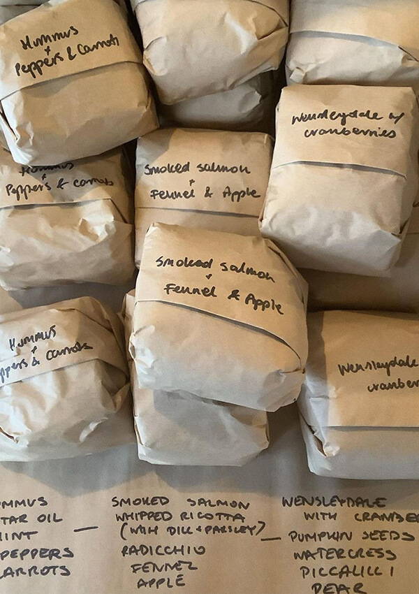 Wrapped and labelled sandwiches from Jolene Bakery.