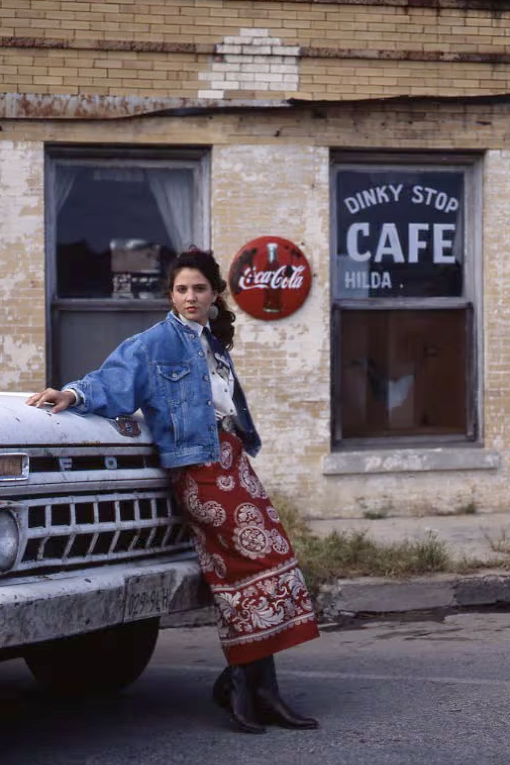 Audrey modeling the original Flag Jacket.