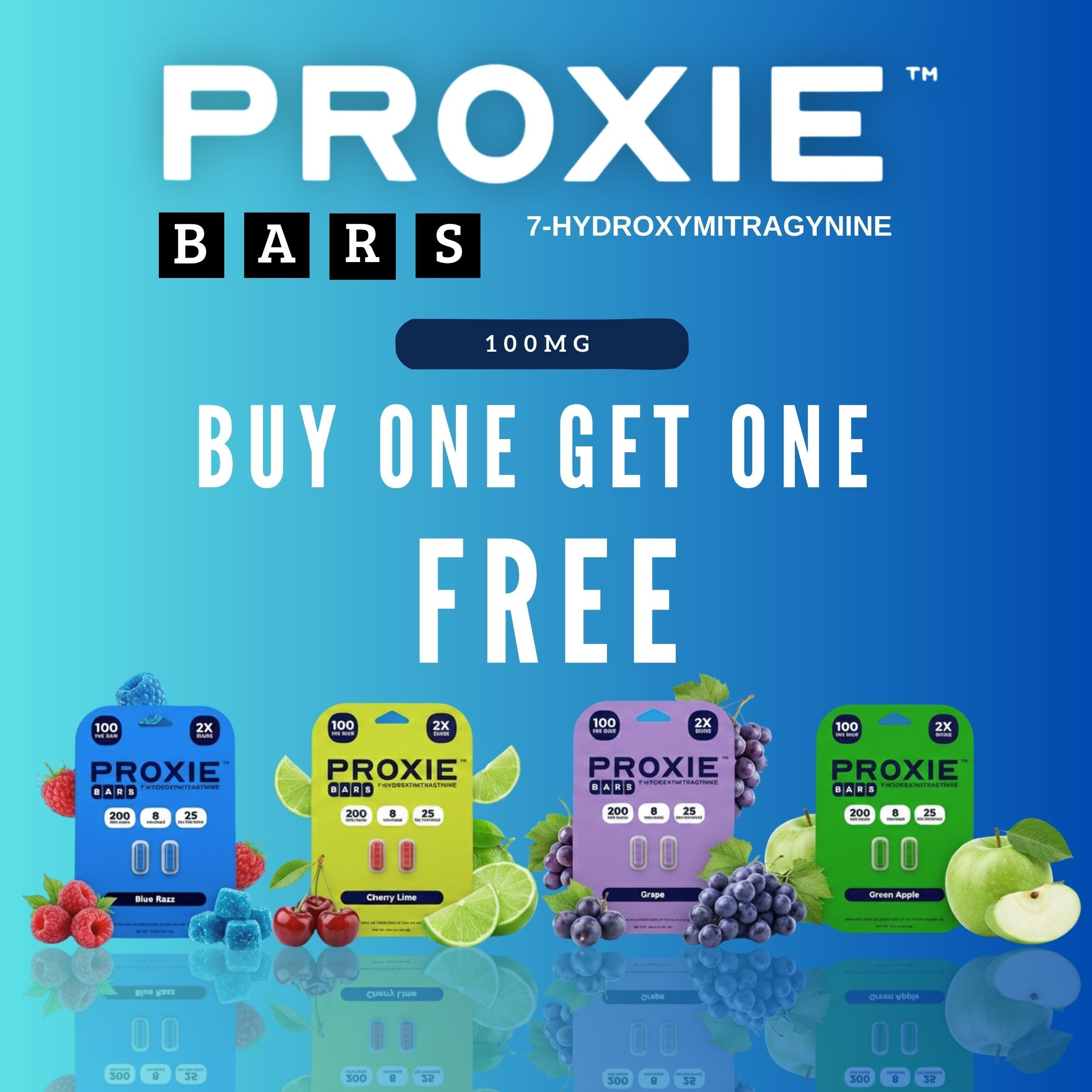 Colorful packaging of Proxie bars with promotional offer text.