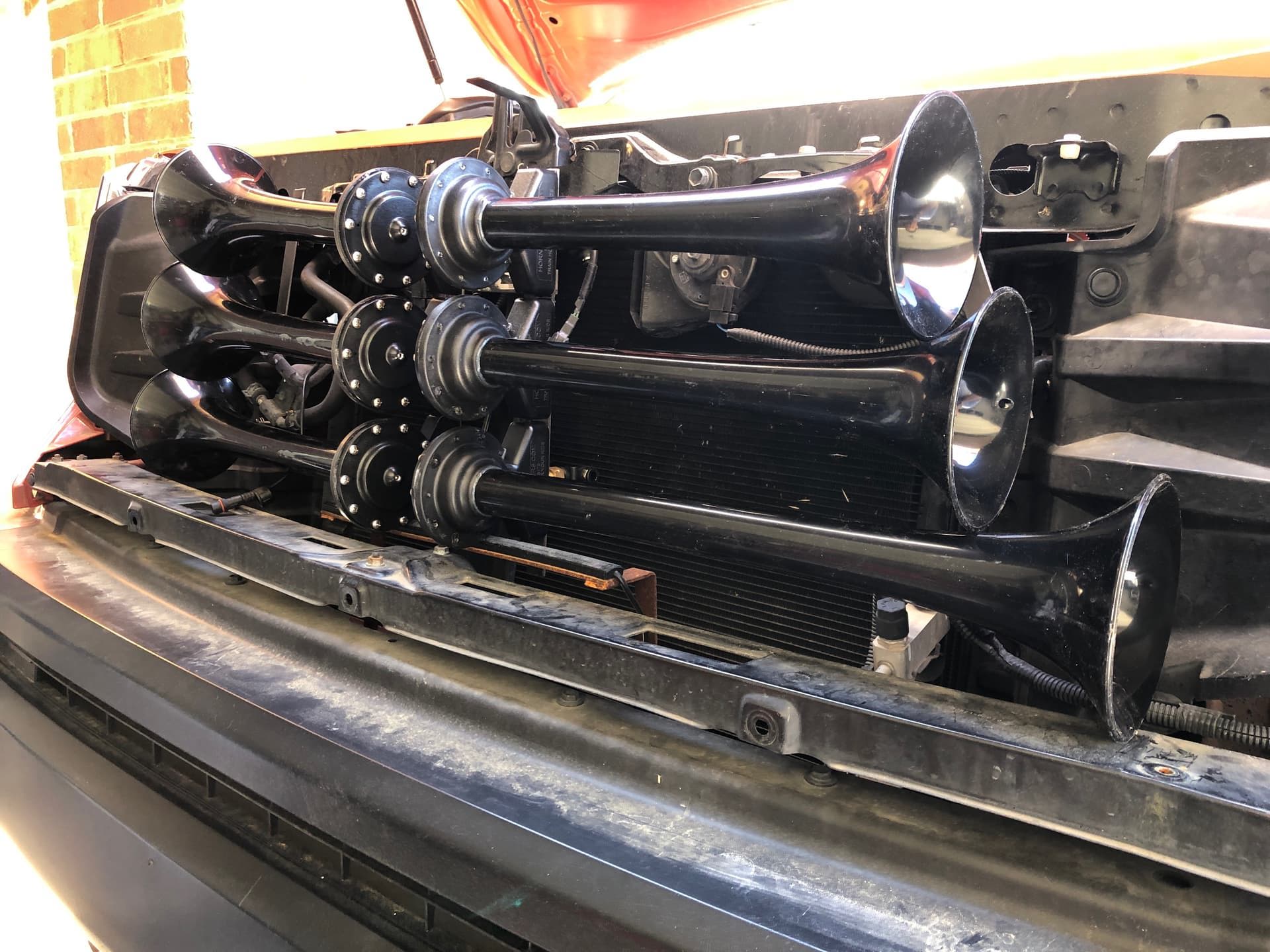 2020 Toyota Tundra with Conductor’s Special 844 Nightmare Edition Train Horn Kit installed