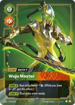 Card featuring Wuju Master with abilities and level details.