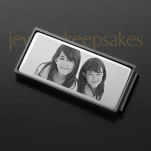 Silver On Black Photo Engraved Money Clip