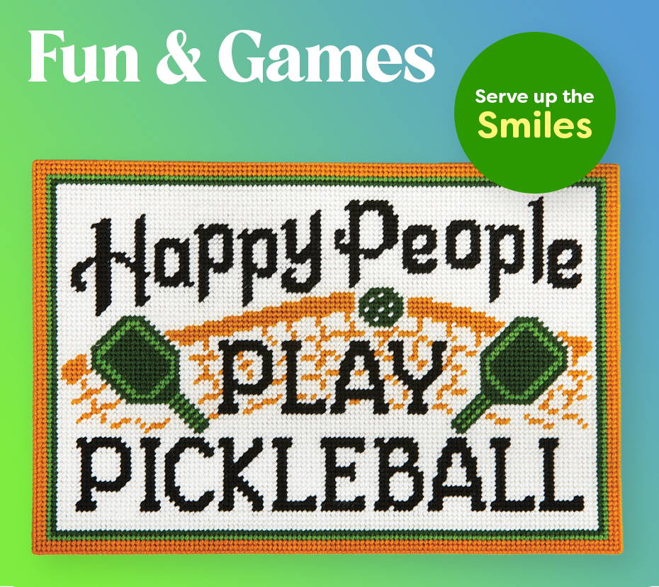 Fun & Games, Happy People Play Pickleball Needlework
