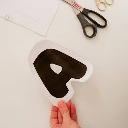 Printed and cut out letter A