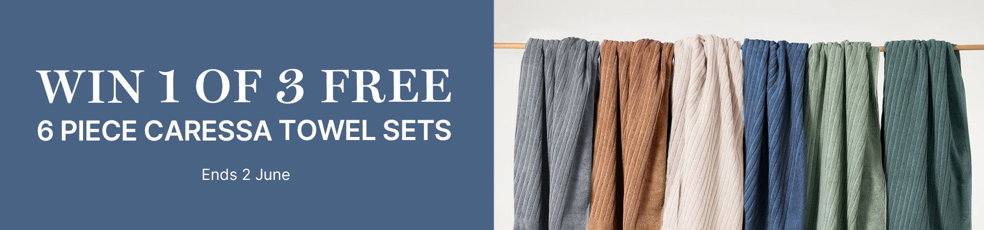 Win 1 of 3 free 6-piece Caressa towel sets.