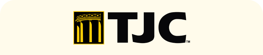 Logo of TJC with a stylized column design.