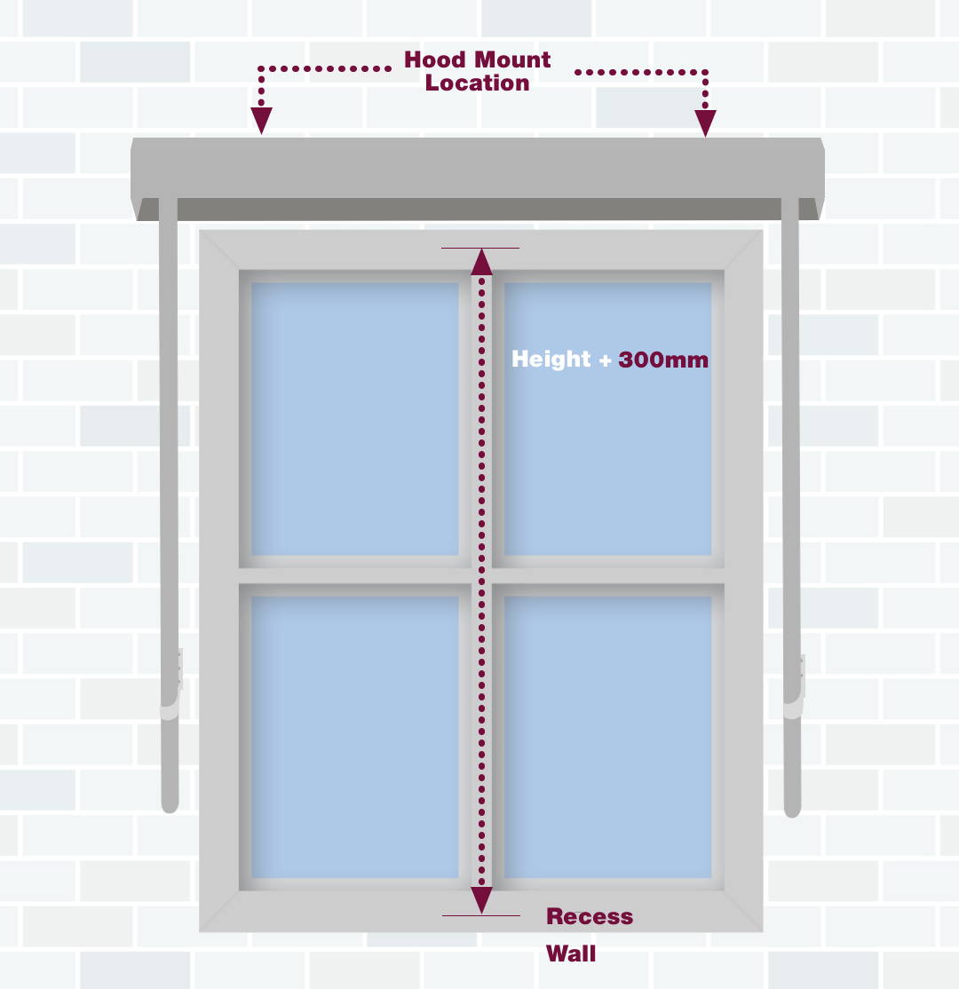 Measure height for outdoor auto awning on a brick wall installation