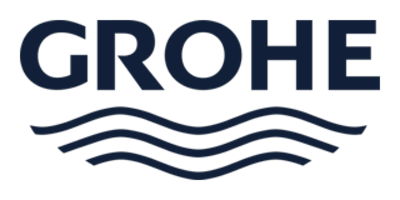 Logo of GROHE with stylized waves beneath the text.