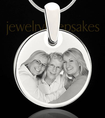 Stainless Steel Round Photo Engraved Pendant