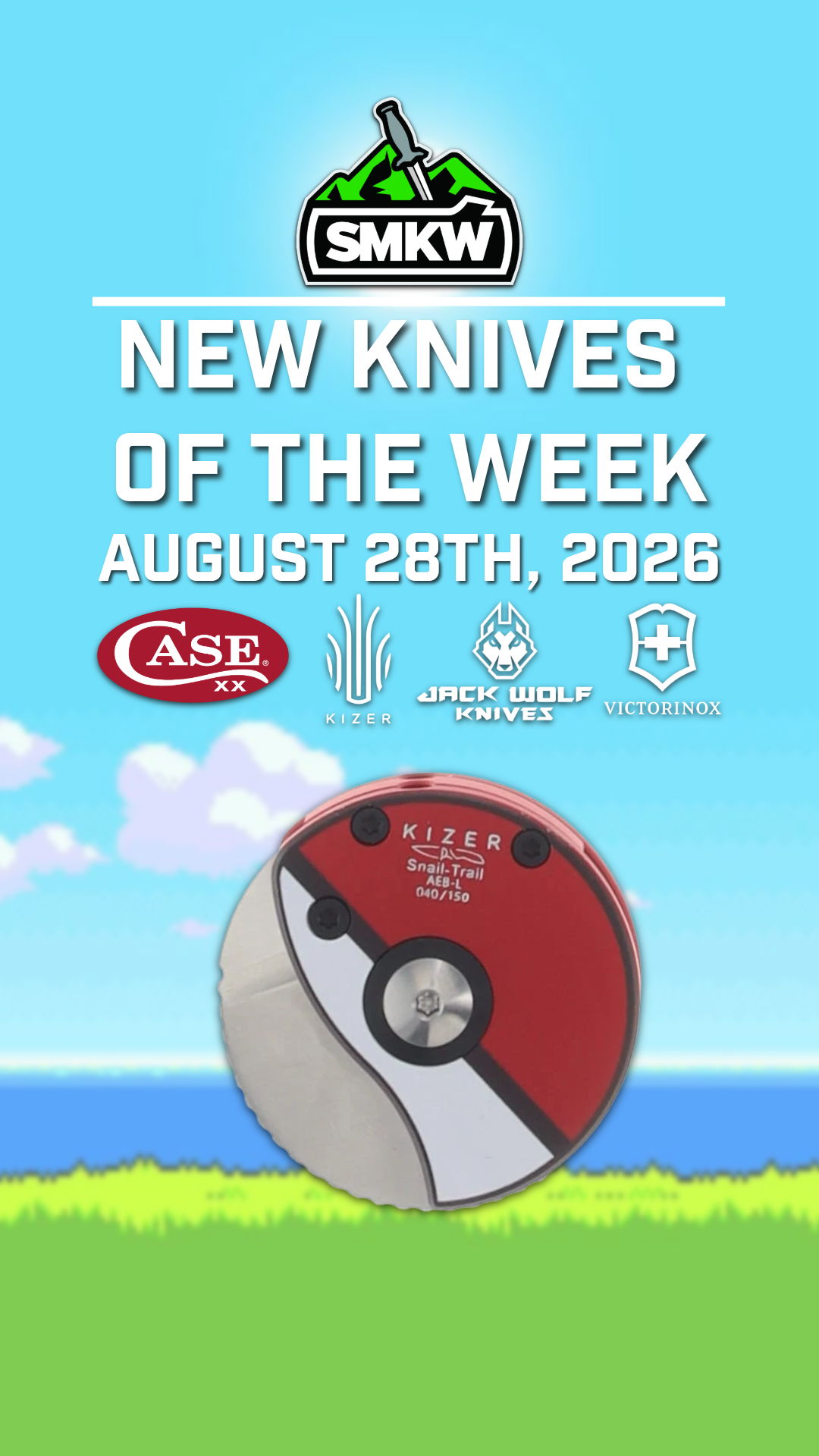Promotional image for new knives featuring a Pokéball design.